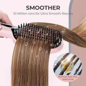 TYMO Ionic Hair Straightener Brush with 16 Temps, 30s Heat-up, Dual Voltage - for Thick, Thin, Curly Hair