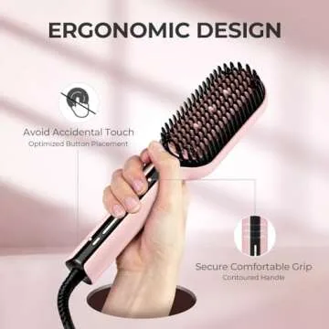 TYMO Ionic Hair Straightener Brush with 16 Temps, 30s Heat-up, Dual Voltage - for Thick, Thin, Curly Hair