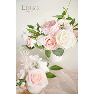 Ling's Moment Artificial Flowers 50Pcs Pink Roses Decor w/Stems,3" Real Touch DIY Foam Floral for Wedding Bouquet/Centerpieces, Outdoors Party Backdrop, Room/Table, and Garden/Pot Decorations(2023)