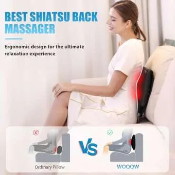 WOQQW Back Massager, Shiatsu Neck and Back Massager, Deeper Tissue Kneading Massage Pillow with Heat for Shoulders,Waist,Legs,Foot, Body Relieve Muscle Pain - Best Gift for Women/Men/Dad/Mom