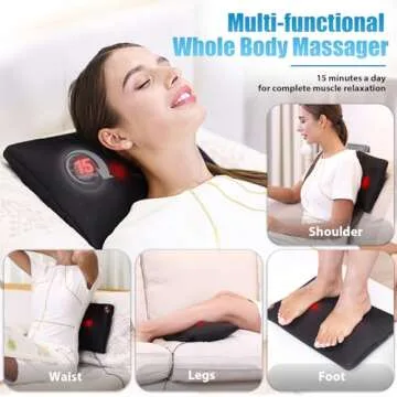 WOQQW Back Massager, Shiatsu Neck and Back Massager, Deeper Tissue Kneading Massage Pillow with Heat for Shoulders,Waist,Legs,Foot, Body Relieve Muscle Pain - Best Gift for Women/Men/Dad/Mom