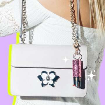 BLINGSTING Pepper Spray, Mini Stun Gun, & Alarm 3-in-1 Safety Kit - Professional Grade, Maximum Strength, High Voltage, Rechargeable Self-Defense for Women, Pink Glitter