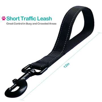 Short Dog Leash - Traffic Padded Handle - Heavy Duty - Short Nylon Dog Lead for Training Control - R...