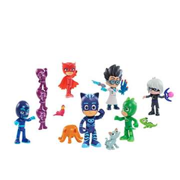 PJ Masks Deluxe 16-Piece Figure Set with 3 Accessories - Branded Mailer, Includes Hero, Villian, and Pet Figures, Kids Toys for Ages 3 Up by Just Play