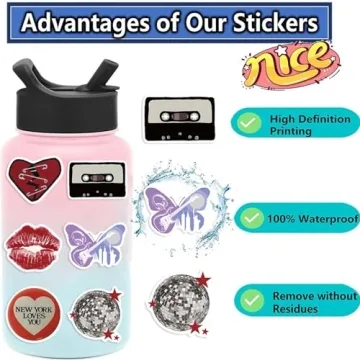 50Pcs Aesthetic Downtown Girls Stickers Pack Cool Trendy Y2K Stickers for Water Bottle Funny Waterproof Stickers for Teens Adults Vinyl Stickers for Laptop Skateboard Party Supplies(Downtown)