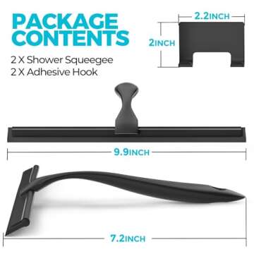 ALFLOD 2PACK All-Purpose Shower Squeegee for Shower Doors, Tile Shower Walls, Bathroom, Window, Glas...