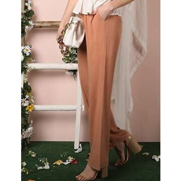 DOUBLJU Women Linen Pants Casual Loose High Waist Boho Wide Leg Cropped Palazzo Beach Pants Summer O...