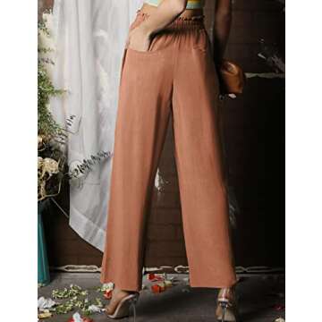 DOUBLJU Women's Linen Pants Comfortable Casual Beach Style