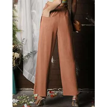 DOUBLJU Women's Linen Pants Comfortable Casual Beach Style