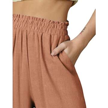 DOUBLJU Women's Linen Pants Comfortable Casual Beach Style