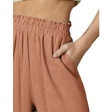 DOUBLJU Women's Linen Pants Comfortable Casual Beach Style