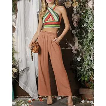 DOUBLJU Women's Linen Pants Comfortable Casual Beach Style