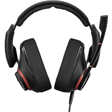 EPOS I SENNHEISER GSP 500 Wired Open Acoustic Gaming Headset, Noise-Cancelling Microphone, Adjustable Headband with Customizable Contact Pressure, Volume Control, PC + Mac + Xbox + PS4, Pro –Black/Red