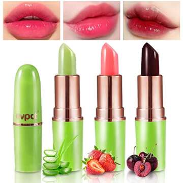 BINGBRUSH Color Changing Lipstick Queen,PH Mood Long Lasting Lip Gloss Korean Lip Balm Tinted Magic ...