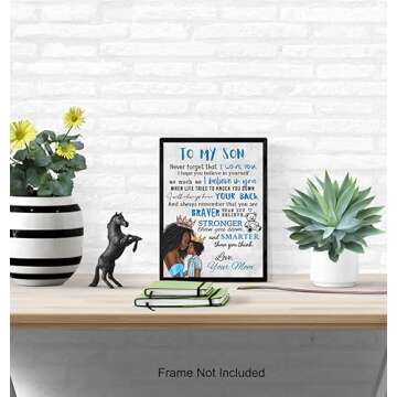 African American Art 11x14 - Black Art - Boy Room Poster - To My Son Gifts from Mom - Blue Baby Boy Nursery Decor - Kids Bedroom Wall Art - Toddler Room Decor - Nursery Art decoration - Family Decor