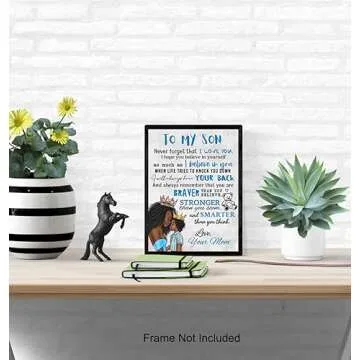 African American Art 11x14 - Black Art - Boy Room Poster - To My Son Gifts from Mom - Blue Baby Boy Nursery Decor - Kids Bedroom Wall Art - Toddler Room Decor - Nursery Art decoration - Family Decor