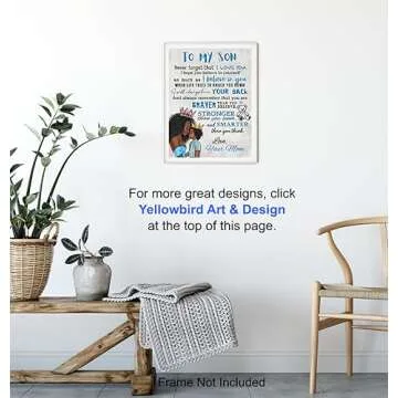 African American Art 11x14 - Black Art - Boy Room Poster - To My Son Gifts from Mom - Blue Baby Boy Nursery Decor - Kids Bedroom Wall Art - Toddler Room Decor - Nursery Art decoration - Family Decor