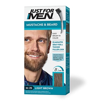 Just For Men Mustache & Beard, Beard Dye for Men with Brush Included for Easy Application, With Biot...
