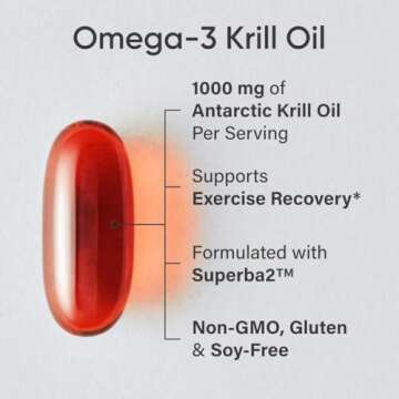 Sports Research Antarctic Krill Oil Omega 3 Softgels 1000mg (Double Strength) with Phospholipids, Ch...