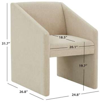 SAFAVIEH Couture Collection Liandra Beige Linen Upholstered Arm Chair (Fully Assembled)