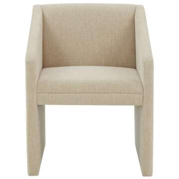 SAFAVIEH Couture Collection Liandra Beige Linen Upholstered Arm Chair (Fully Assembled)