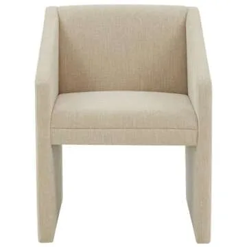 SAFAVIEH Couture Collection Liandra Beige Linen Upholstered Arm Chair (Fully Assembled)