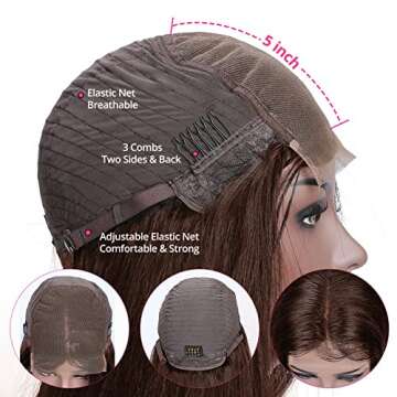 Chocolate Brown Wig Straight 5x5 HD Transparent Colored Lace Front Wigs Human Hair #4 Dark Brown Pre Plucked Lace Closure Wig For Black Women Brazilian Virgin Lace Wig Glueless Lace Wigs 180% Density YMSGIRL (16inch)