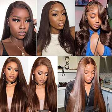 Chocolate Brown Wig Straight 5x5 HD Transparent Colored Lace Front Wigs Human Hair #4 Dark Brown Pre Plucked Lace Closure Wig For Black Women Brazilian Virgin Lace Wig Glueless Lace Wigs 180% Density YMSGIRL (16inch)