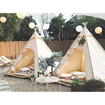 7'x7' Outdoor Cotton Canvas Tent for Family Camping