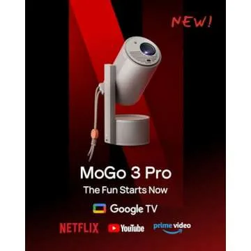 XGIMI MoGo 3 Pro 2024 NEW Portable Projector, Google TV with Licensed Netflix, Build-in Adjustable Stand, Mini Projector Supports Power Banks, 450 ISO Lumens, ISA 2.0, 2 x 5W Harman Kardon