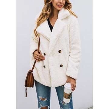 PRETTYGARDEN Women's Fashion Winter Coat Sherpa Fleece Faux Fur Shearling Oversized Trendy Jackets Warm Outerwear (Style Two White,Small)