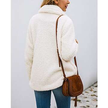 PRETTYGARDEN Women's Fashion Winter Coat Sherpa Fleece Faux Fur Shearling Oversized Trendy Jackets Warm Outerwear (Style Two White,Small)