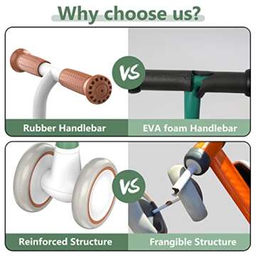 Liberry Baby Balance Bike for 1 2 3 Year Old Boys Girls, 4 Wheels Toddler Balance Bike with Adjustab...