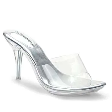 NBUUNBU Silver Clear Heels For Women Dress Shoes Transparent Strap Sexy Stilletos Heels Open Toe High Silver Heeled Sandals Pump Mules
