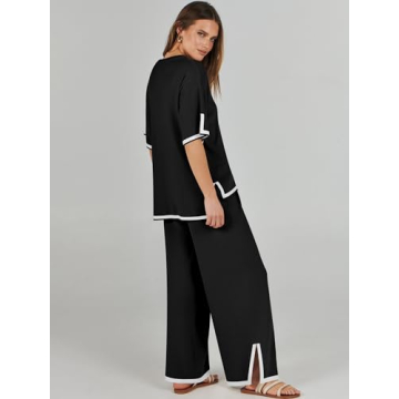 Caracilia Women's Knit Two Piece Lounge Outfit Set