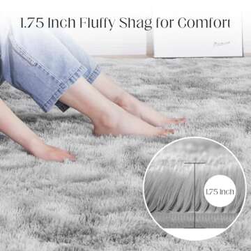 Puremy Ultra Soft Area Rugs for Living Room, 5x7 Tie-Dyed Light Grey Fluffy Plush Rugs for Bedroom, ...