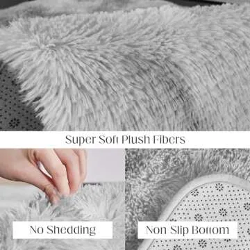 Puremy Ultra Soft Area Rugs for Living Room, 5x7 Tie-Dyed Light Grey Fluffy Plush Rugs for Bedroom, Non-Slip Floor Carpet for Nursery, Bedside, Playroom, Corridor, Indoor Decor