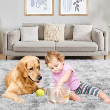 Puremy Ultra Soft Area Rugs for Living Room, 5x7 Tie-Dyed Light Grey Fluffy Plush Rugs for Bedroom, Non-Slip Floor Carpet for Nursery, Bedside, Playroom, Corridor, Indoor Decor