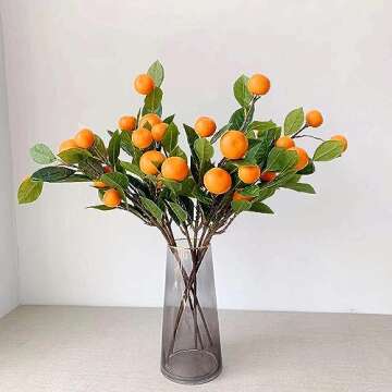 3 PCS Lifelike Artificial Tangerine Branches for Decoration and Photography