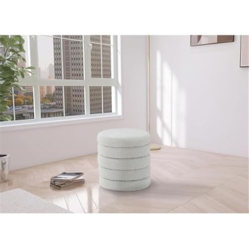 Meridian 153 Cream Boucle Ottoman | Modern Elegant Design