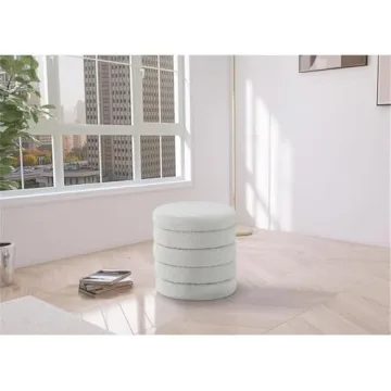 Meridian 153 Cream Boucle Ottoman | Modern Elegant Design