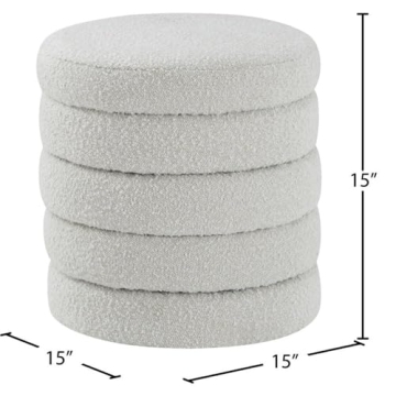 Meridian 153 Cream Boucle Ottoman | Modern Elegant Design