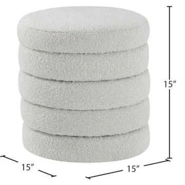 Meridian 153 Cream Boucle Ottoman | Modern Elegant Design