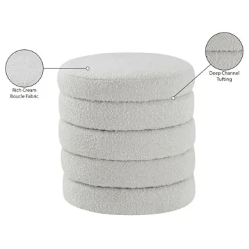 Meridian 153 Cream Boucle Ottoman | Modern Elegant Design