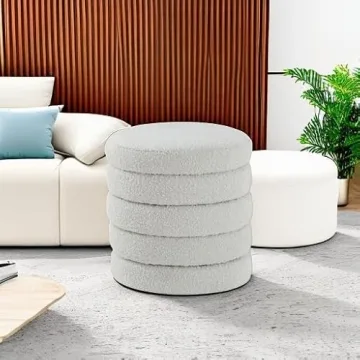 Meridian 153 Cream Boucle Ottoman | Modern Elegant Design