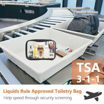 DARIN Clear Toiletry Bag 3Pack TPU Makeup Cosmetic Bag TSA Approved Toiletry Bag, Waterproof Travel Liquid Bag for Air Flight, Clear Travel Carry On Pouch for Women and Men -(Clear, 1L+1M+1S)