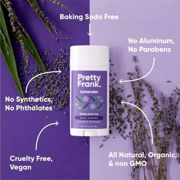 Pretty Frank Natural Aluminum-Free Deodorant Stick, Baking Soda-Free, Lavender (1-Pack) | Sensitive ...