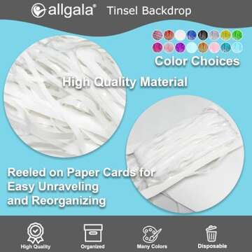 Allgala 4 Pack White Metallic Tinsel Party Photo Backdrop Curtain 3.3 x 9.8 FT