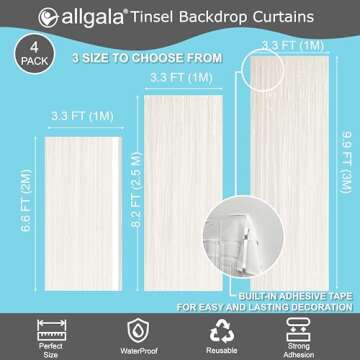 Allgala Party Photo Backdrop Curtain - Elegant Tinsel Decor