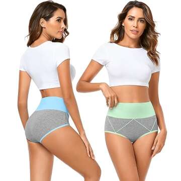 MISSWHO Womens High Waisted Plus Size Soft Cotton Underwear Tummy Control Briefs C Setion Laides Pos...
